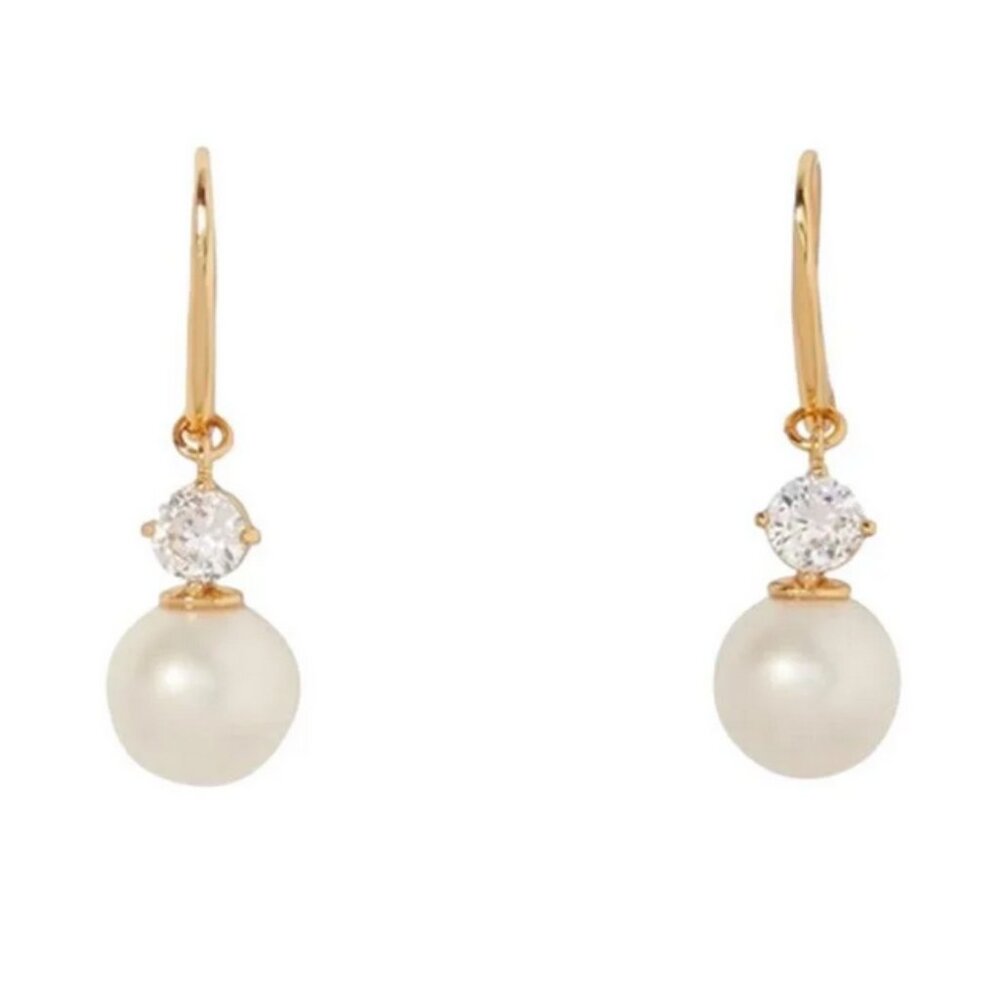 Kate Spade Pearls of Wisdom Drop Earrings O0RU3148 Cream Pearl Sparkly Earring